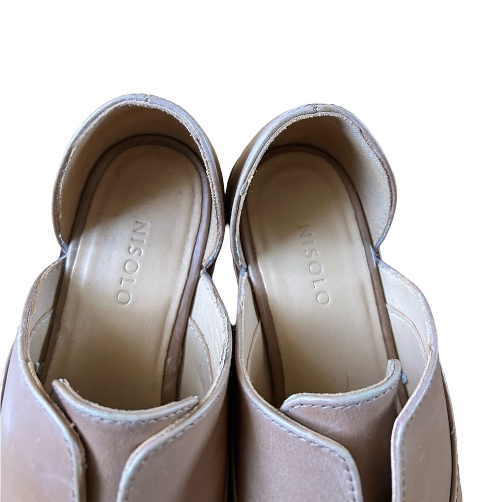 Nisolo Leather Smoking Flats Taupe Nude Beige Shoes Size 6 - Picture 9 of 14